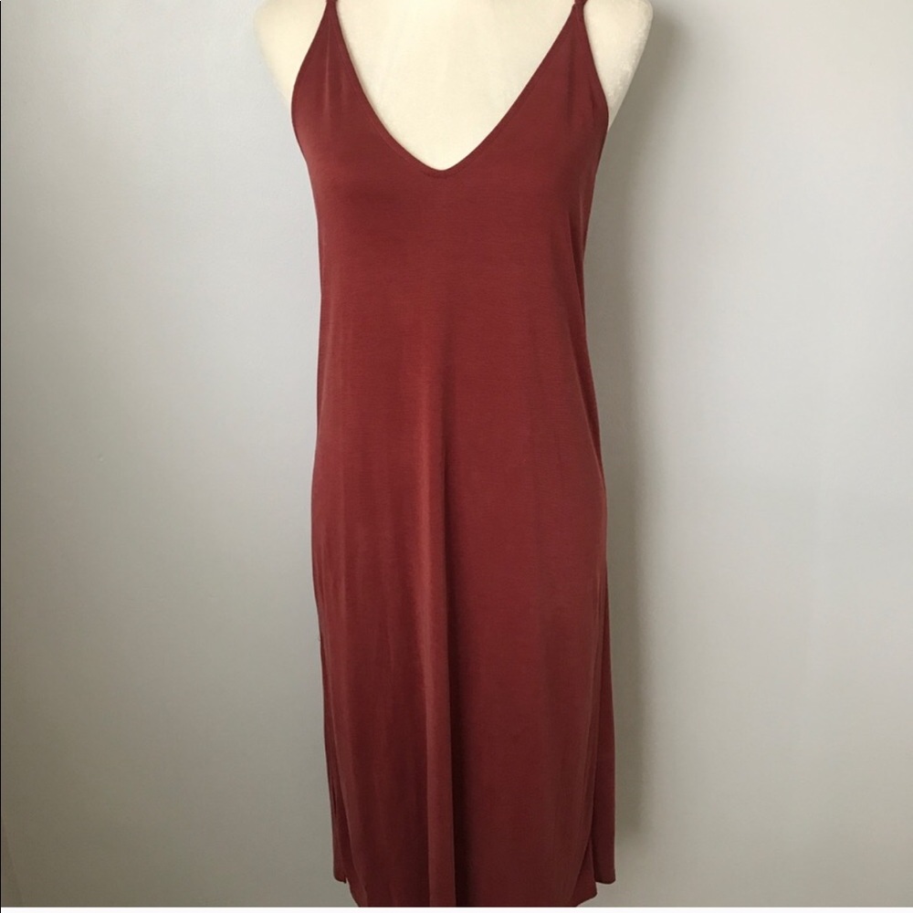Astr Rust Red Slip Mini Dress